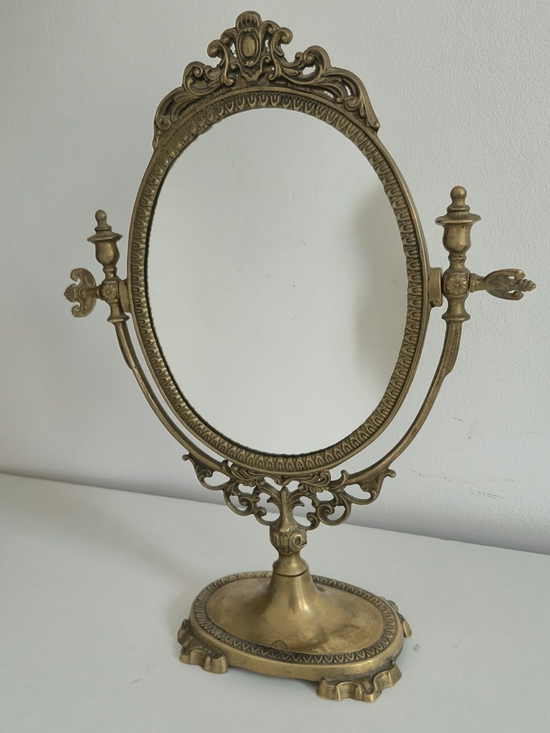 Other - Vintage Brass Tabletop Vanity Mirror / Swivel Makeup Mirror